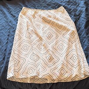 New York & Company Cream A-Line Skirt with Geometric Design